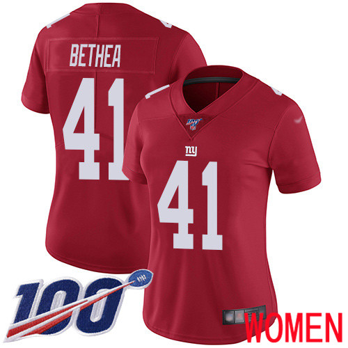 Women New York Giants 41 Antoine Bethea Red Limited Red Inverted Legend 100th Season Football NFL Jersey